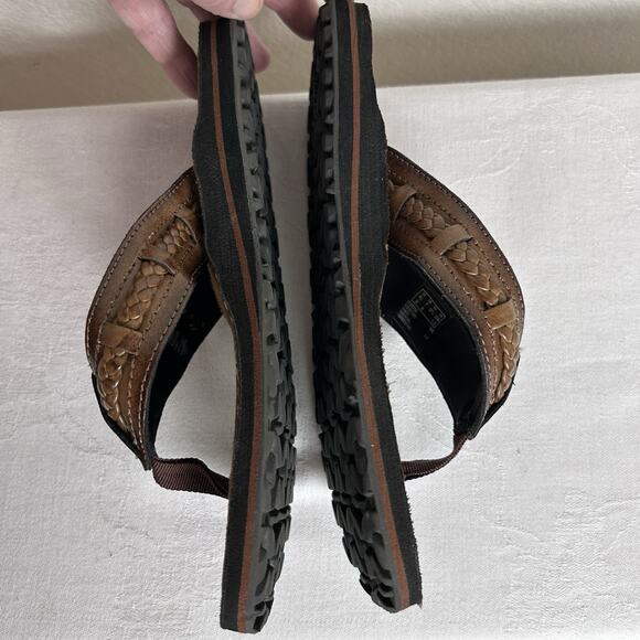 Clarks Collection Sz 7 M Fenner Nerice Flip-Flops Thong Sandals Honey Leather - Picture 5 of 6